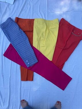 Colorful Women's Pants Bundle - Yellow, Pink, Red, Orange, Blue